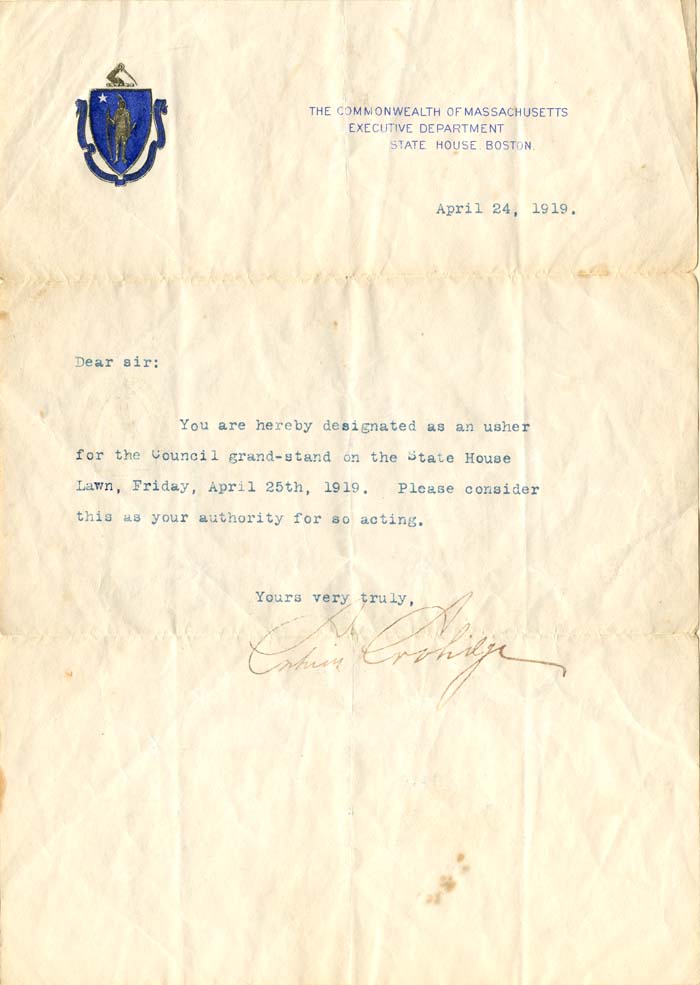 Calvin Coolidge signed Type Letter Signed